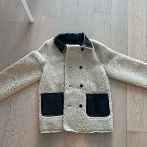 Korean brand En Or double sided faux leather coat